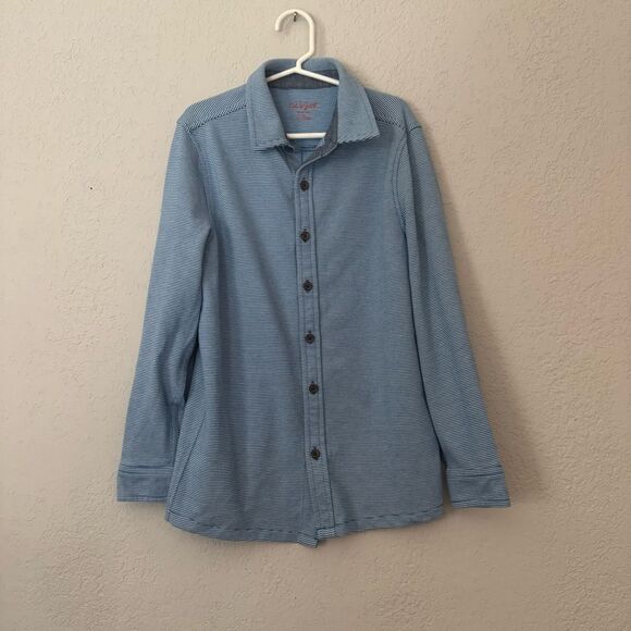 Cat & Jack Blue Striped Long Sleeve Button Down Collared Shirt - Picture 2 of 8